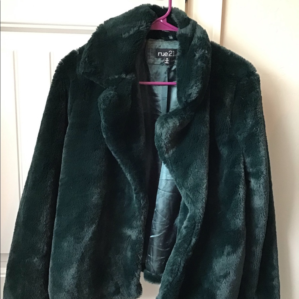 <SOLD> Rue21 Green Fur Coat